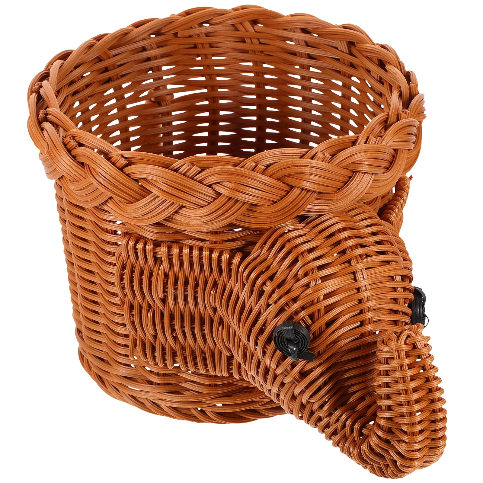 

Elephant Shape Imitation Rattan Woven Storage Basket Fruit Container Household Snack Bread Organizer Portable Food Holder For