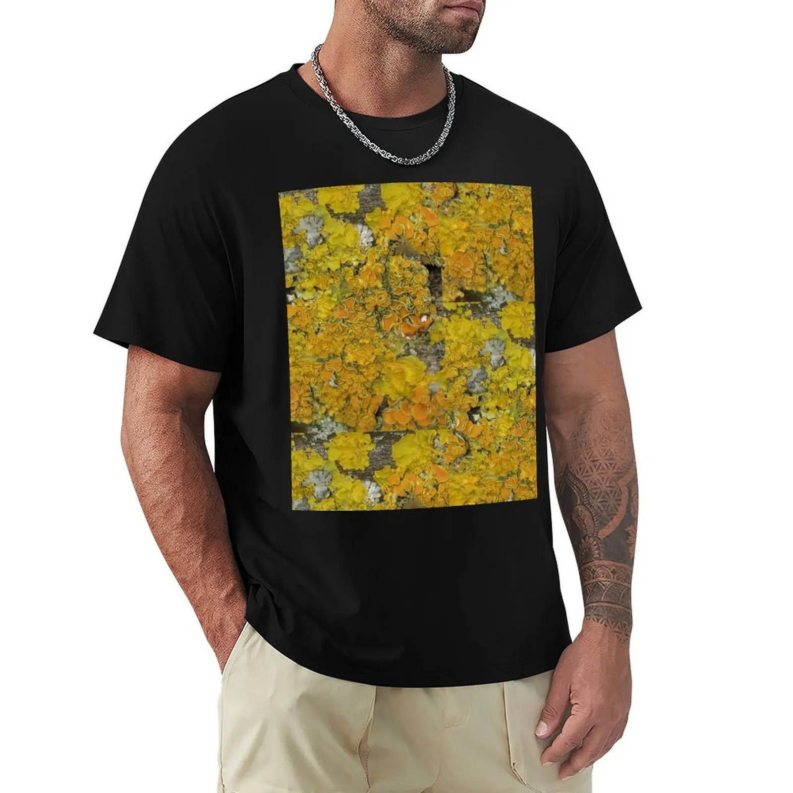 Yellow Lichen T-Shirt Large Size Loose Casual Tee