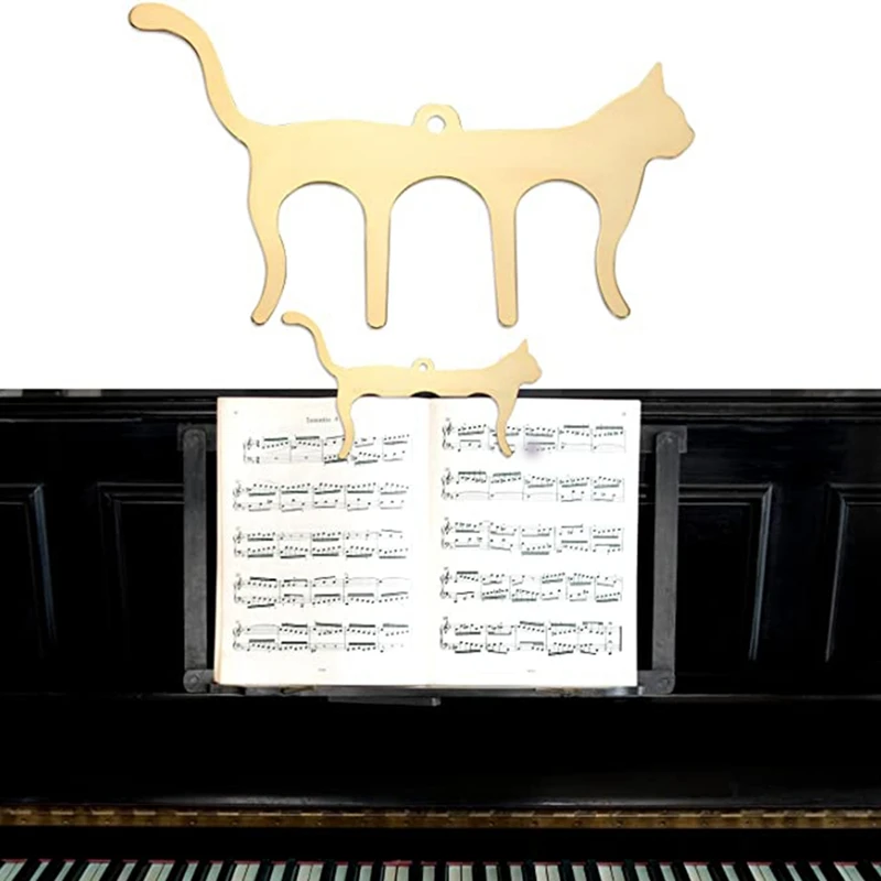 Cat-Shaped Music Sheet Music Clip Music Book Clip Outdoor Performance, Notes, Book, Piano, Guitar, Violin (Gold)