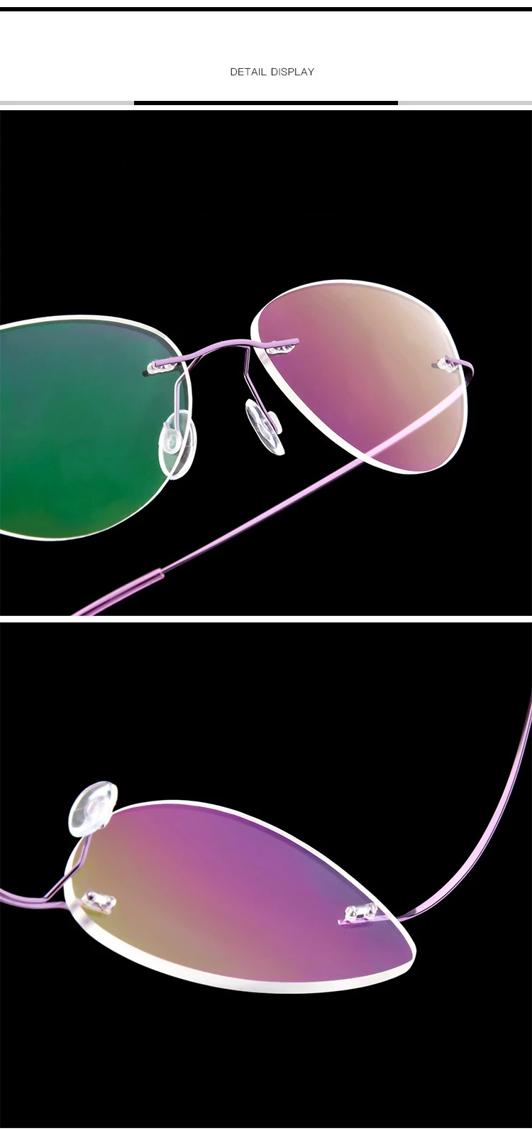 Grenzenlose Titan Legierung Cat Eye Lesebrille Frauen Anti Blau Licht Rezept Presbyopie Brille Weibliche Klassische Leser – Detail 15