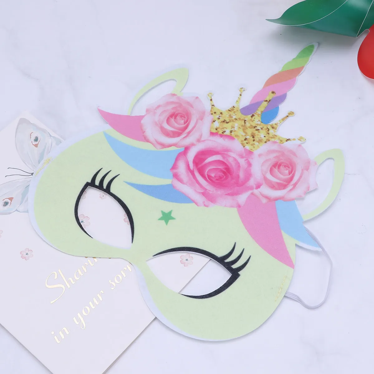 mascara-de-unicornio-infantil-em-papel-premium-com-faixa-elastica-confortavel-tamanho-Unico-para-todas-as-idades-fantasia-de-aniversario-e-cosplay