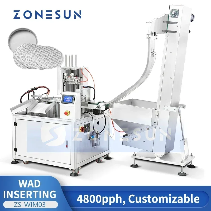 Zonesun Cap Wad Inserting Machine Foil Liner Insertion Machine Cap Wadding Machine ZS-WIM03