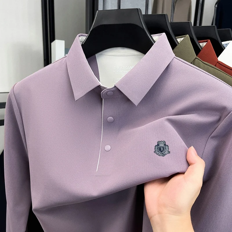 Men's New Model Luxury Long Sleeves Polo Shirt Lapel Embroidery British Style Autumn T-Shirt Leisure Exquisite Men Clothing Tops