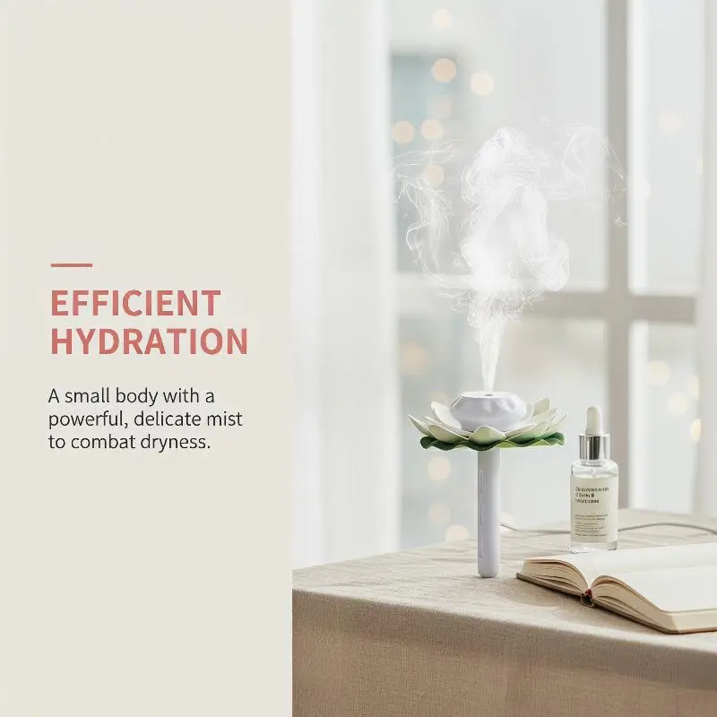 Lotus Shape Humidifier Stick With LED Lights Portable USB Mini Air Diffuser Car Purifier Aroma Anion Mist Maker For Home Office