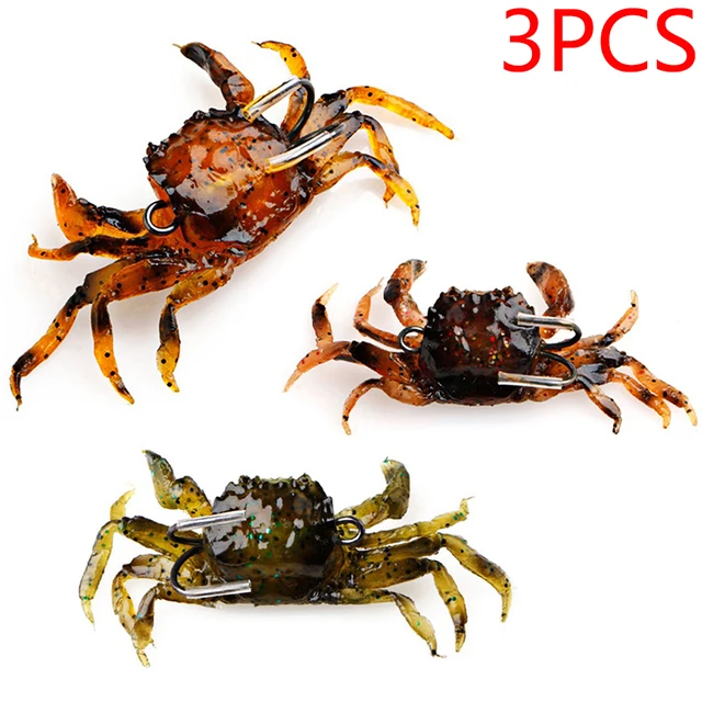 3 sztuk 10cm 3d symulacja kraba dla ośmiornicy sztuczna przynęta silikonowa miękka przynęta wędkarska z haczykiem słonowodne zimowe wędkarstwo