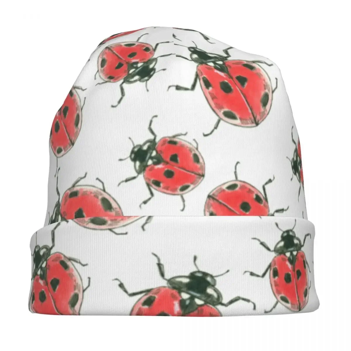 Cute Little Watercolor Ladybugs Cartoon Bonnet Hat Knitted Hat Casual Outdoor Skullies Beanies Hat Men Summer Multifunction Cap