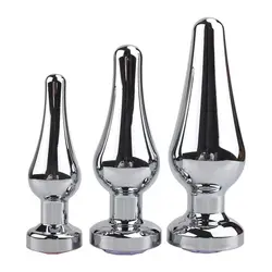 Smooth Stainless Steel Anal Plug Jeweled Butt Plug for Beginner G-spot Massager Sex Toys Dildo for Female Male Anal Beads S/M/L