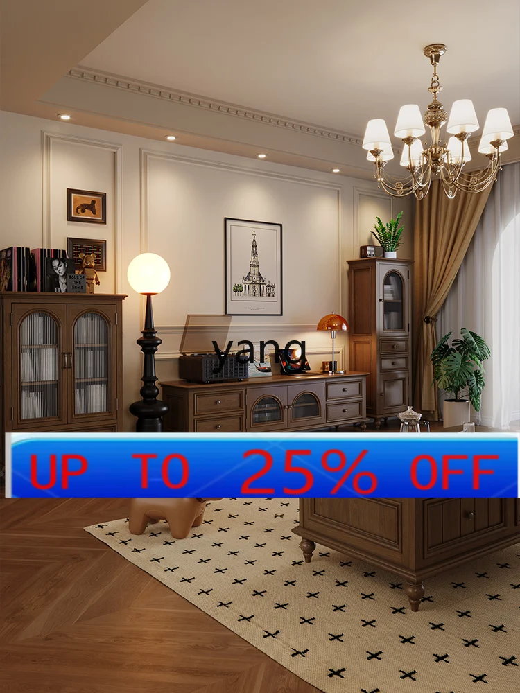 

lmm Solid Wood Arch Wine Cabinet Small Apartment Low Cabinet Storage Side Cabinet Integrated Wall