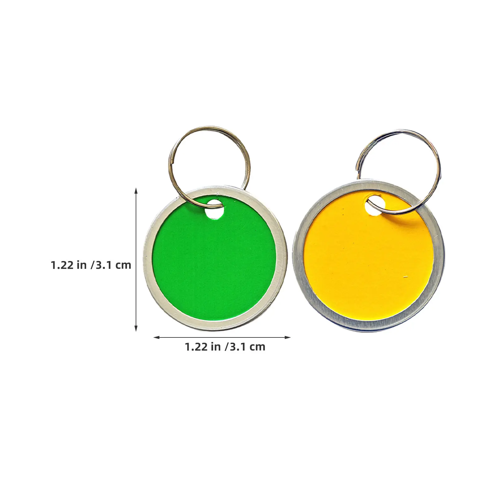 100Pcs Round Blank 31Mm Aluminum Core Sturdy White Paper Keychain Label Tags Metal Ring for Workshop Shed Garage Key