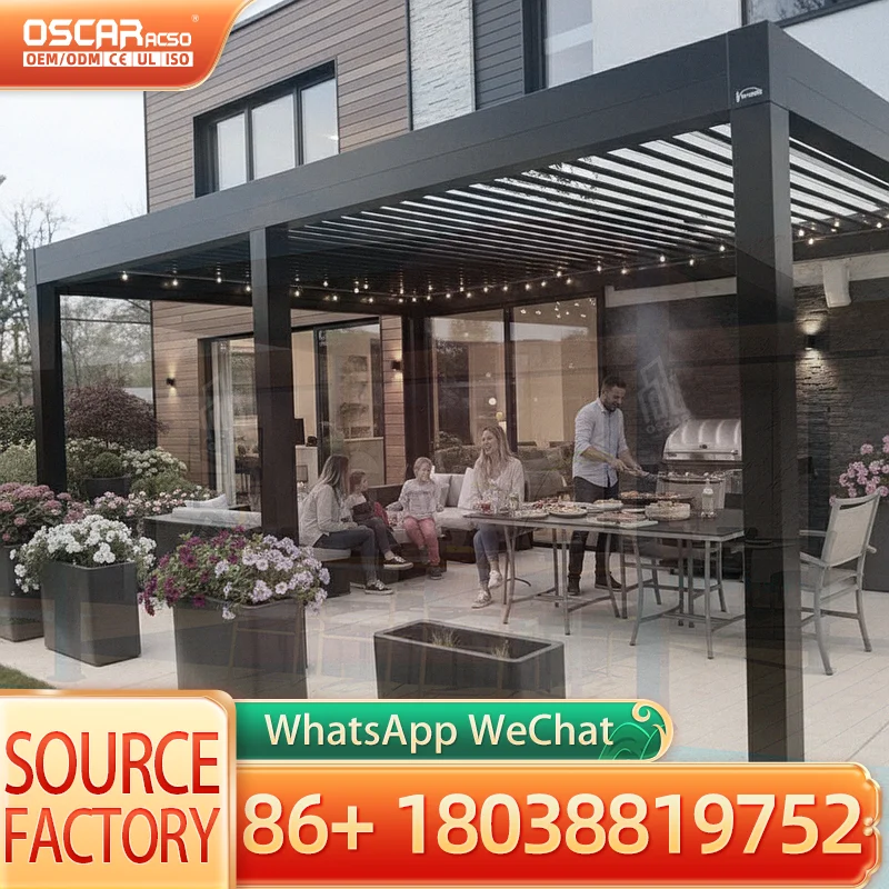 Outdoor Aluminum Alloy Cooling Pavilion for Garden Terrace and Open air Balcony Electric Pergola  pergola