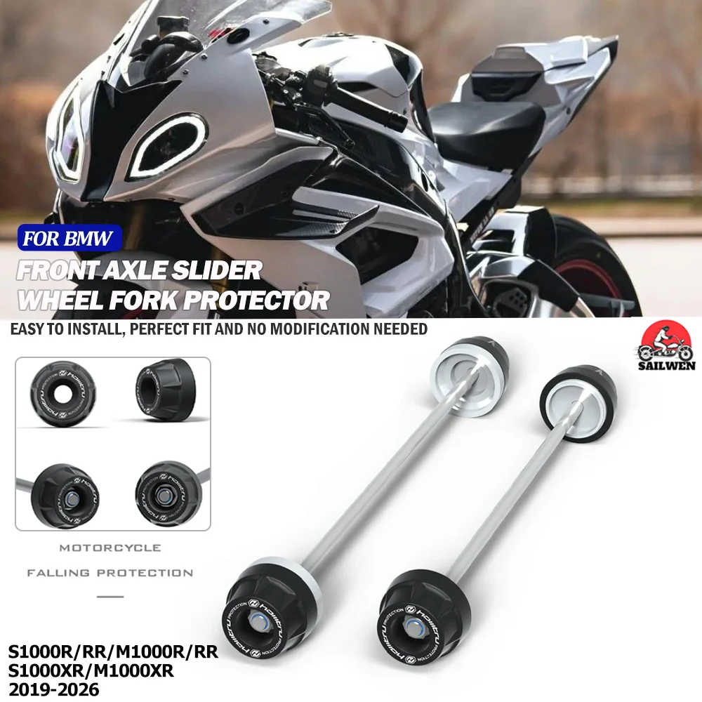 

For BMW S1000R S1000RR S1000XR M1000RR 2025-2026 Front Rear wheel Protection Front Rear wheel Spindle Crash Protection