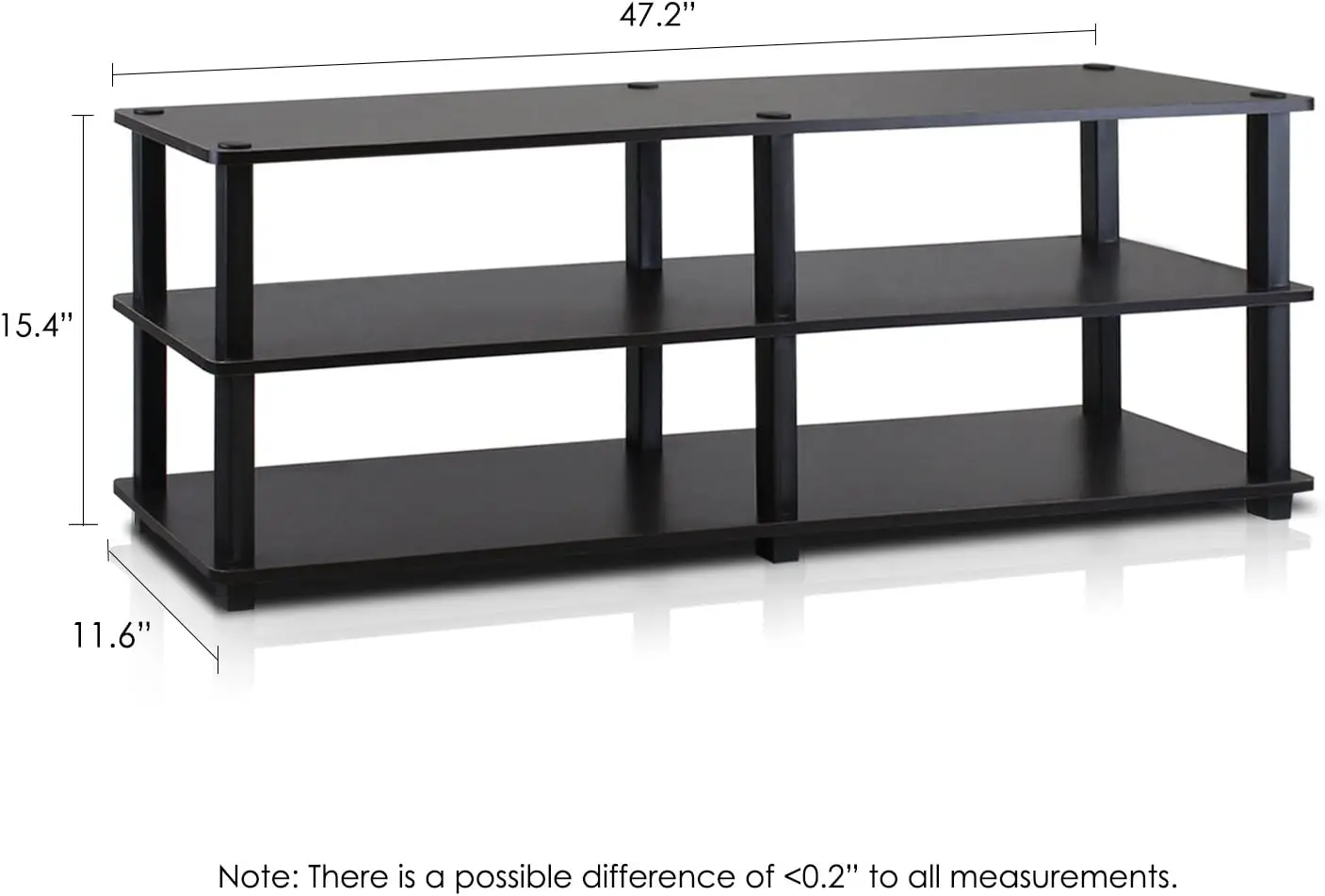 Turn-S-Tube No Tools 3-Tier Entertainment TV Stands, Espresso/Black