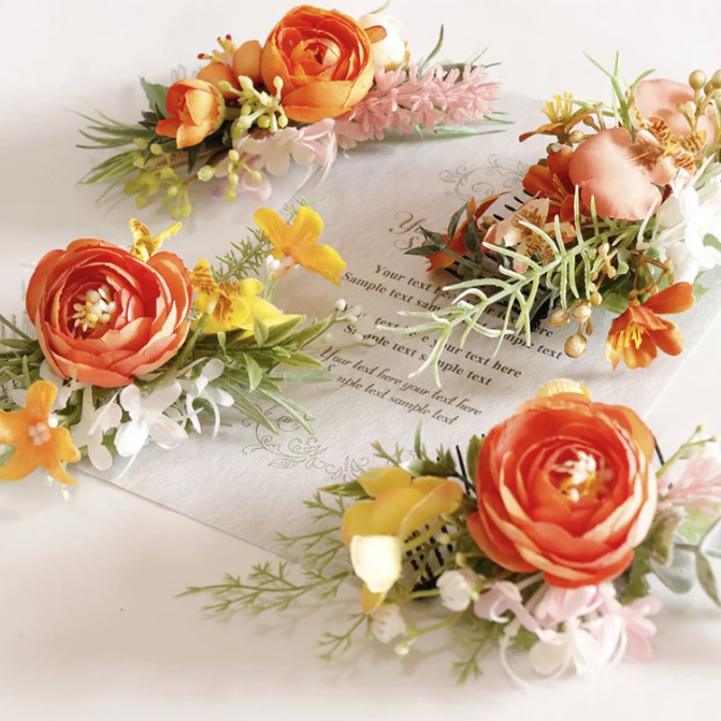 Haarschmuck Hochzeit Blumen kämme Braut Kopf bedeckung Blumen künstliche Braut Kopfschmuck Party Dekorationen