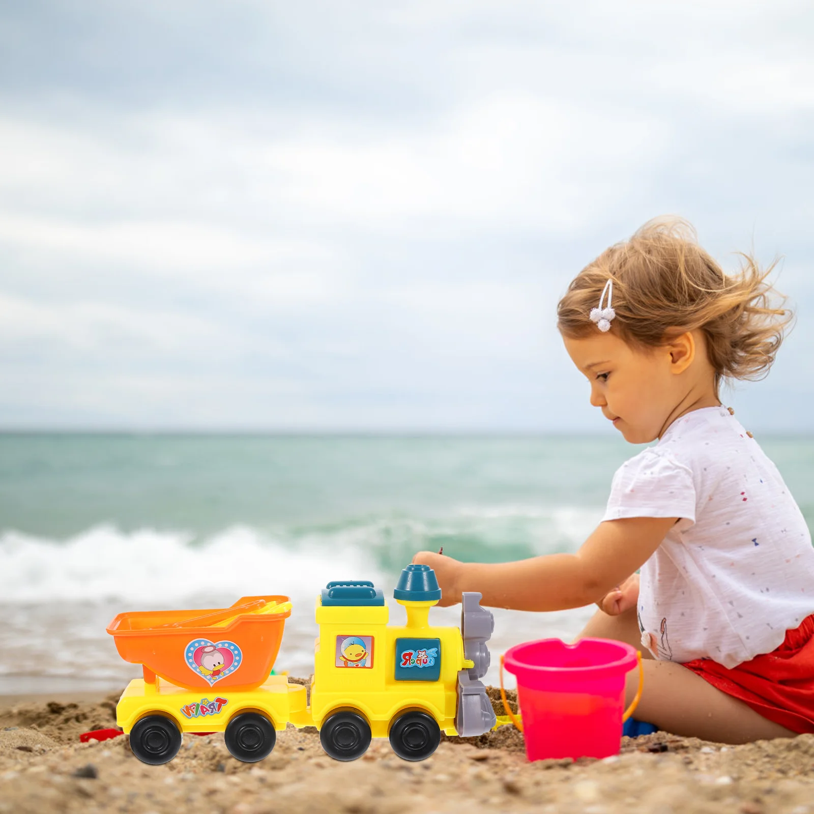 Trem de praia brinquedo sandbox brinquedos água jogando crianças pás dos desenhos animados plástico crianças criança