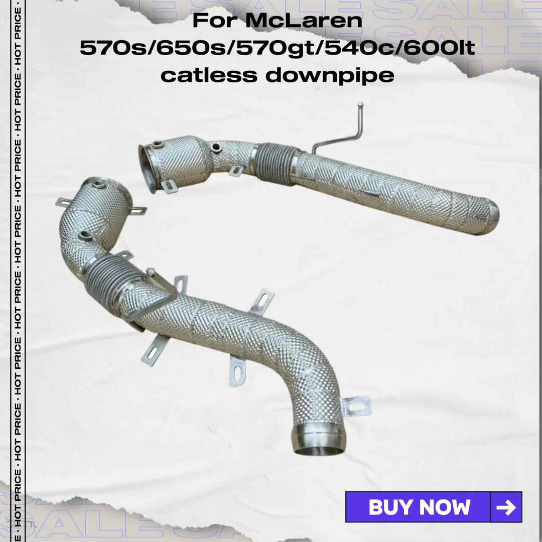 

For McLaren 570s/650s/540c/600lt catless downpipe high performance catalytic converter with heat shield