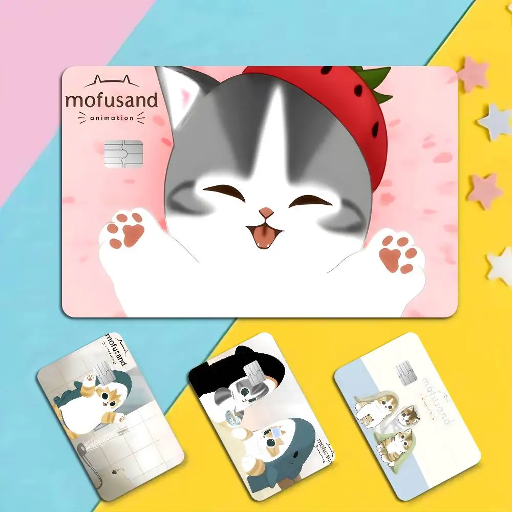Funny Cat Mofusand Anime Front Cover Film Sticker Skin for Credit Debit Card Small Large Chip