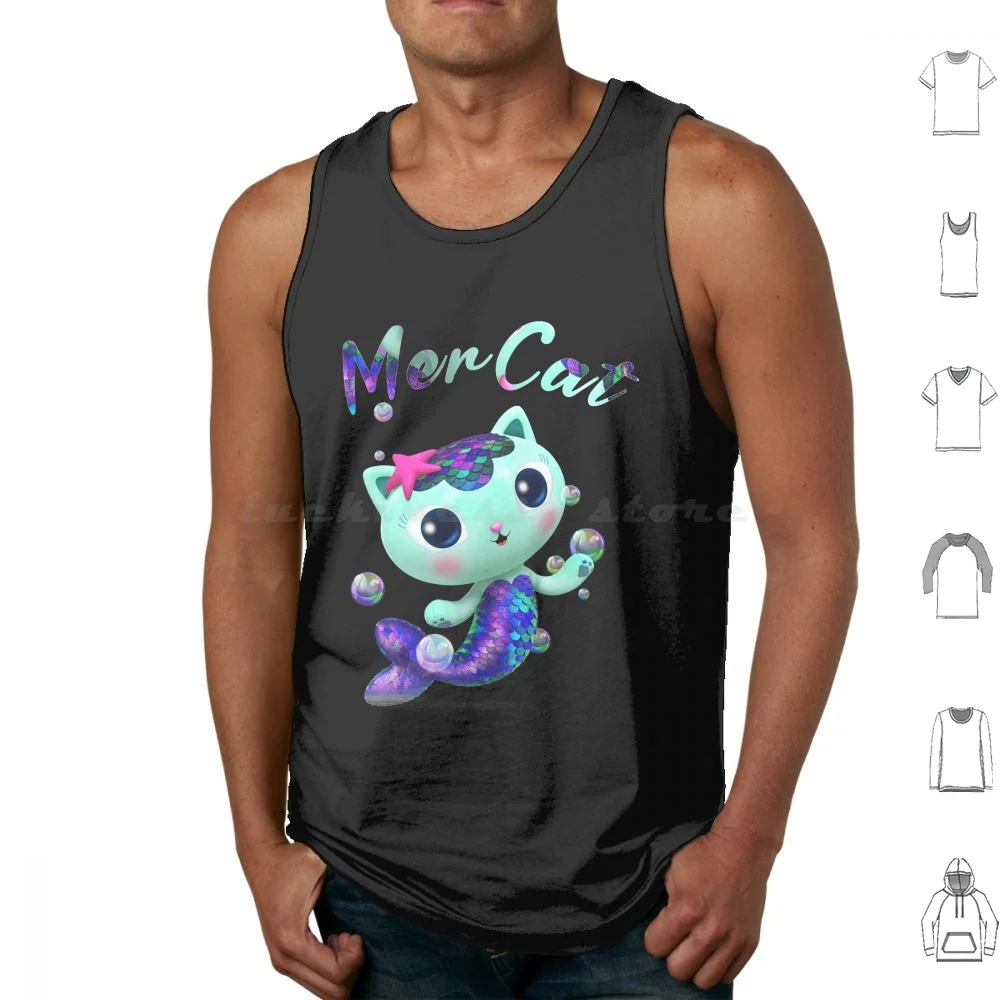 Kids-Gabby'S-Dollhouse-Mencat Tank Tops Print Cotton Kids Gabbys Dollhouse Mencat