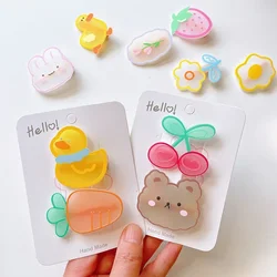 Women Korean Style Cute Acrylic Hair Pin Cartoon Rabbit Bear Strawberry Hair Clips for Girls Headwear Kids Hair Accessories