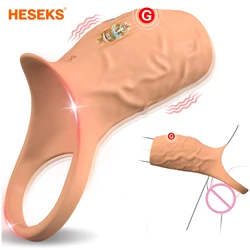 HESEKS, funda vibratoria para pene, anillo para pene, parejas, Juguetes sexuales para adultos para hombres, anillo para pene de placer, vibrador, estimulación del punto G 18+