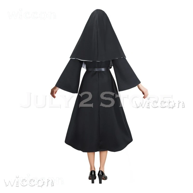أزياء الهالوين disfraz The Conjuring Nun Valak أزياء تنكرية مخيفة للنساء ملتوية رجل مخيف حفلة سوداء موهير