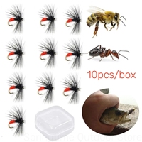 10PCS Ant Dry Fly Trout Fishing Dry Flies Barbless Hooks Fishing Lure Set Artificial Insect Lure Rainbow Grayling Fishing Tackle