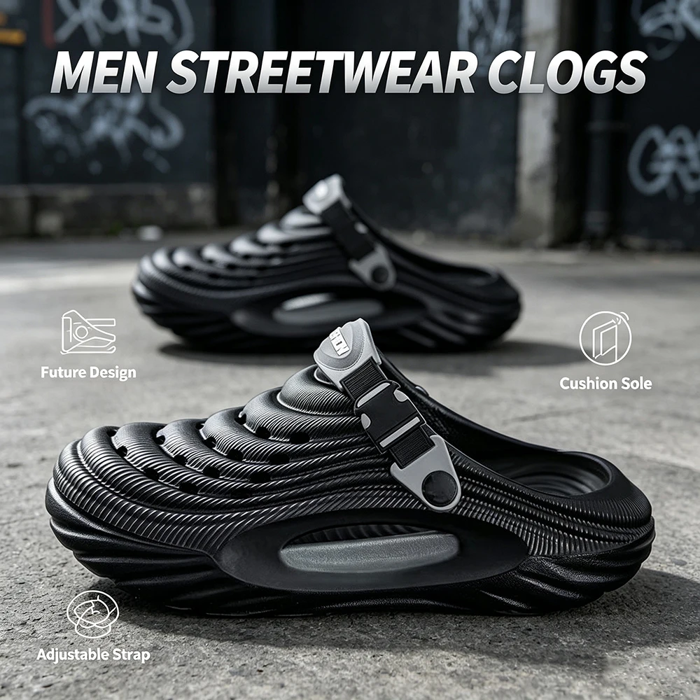Men Platform Garden Shoes Lightweight Breathable EVA Clogs Summer Slip On Sandals Outdoor Casual Shoes Anti Slip Beach Slippers