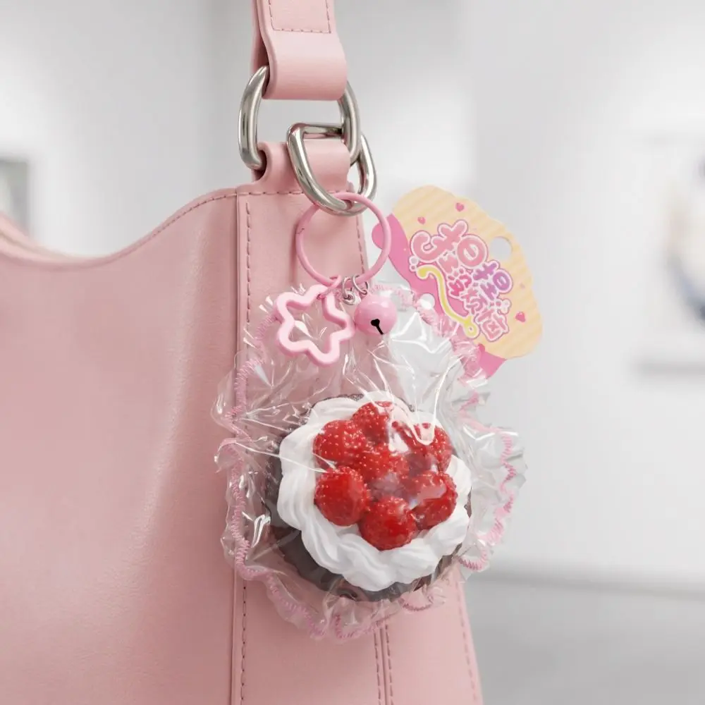 Hand Relax Cute Cake Squishy Keychain Bounce Shapable Strawberry Cake Squishy Keychain Handmade Pinch Bag Pendant Adults