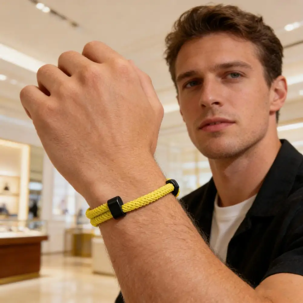 Tight Weave Men Bracelet Adjustable Braided Rope Bracelet for Men Solid Color Friendship Wristband Durable String for Boyfriend
