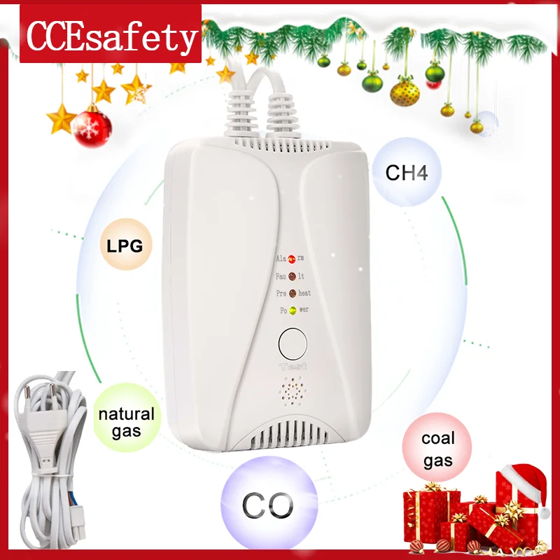 

HD2000 Gas Detector And Carbon Monoxide Detector Natural Gas Leak Detector CH4/LPG/CO Gas Alarm AC220V Plug in Home Restaurant