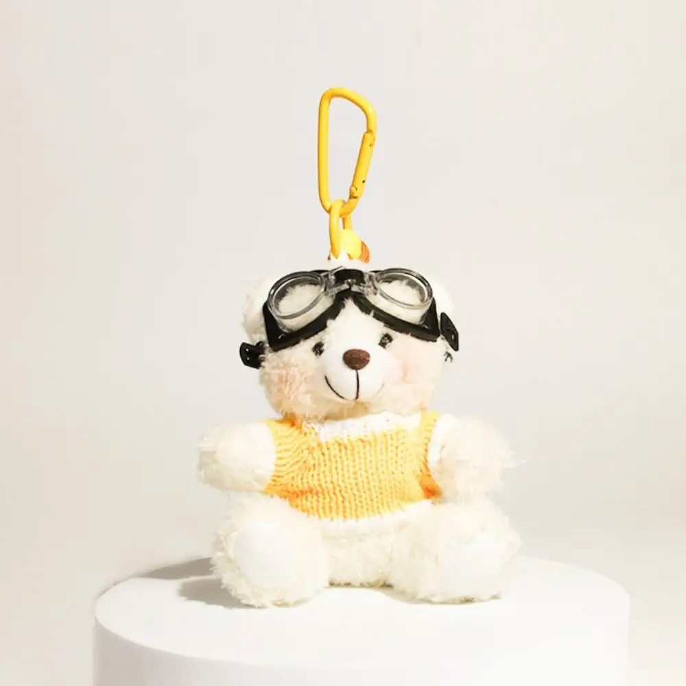 Chaveiro criativo piloto urso chaveiro saco pingente de pelúcia animal chaveiro dos desenhos animados bonito presente jóias