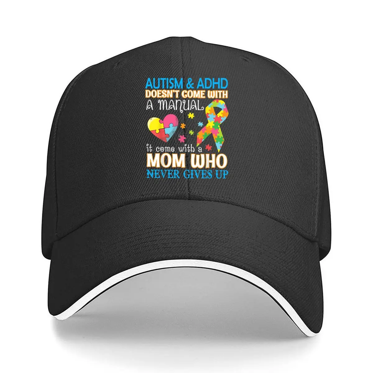 Autism ADHD Mom Puzzle Sandwich Baseball Cap