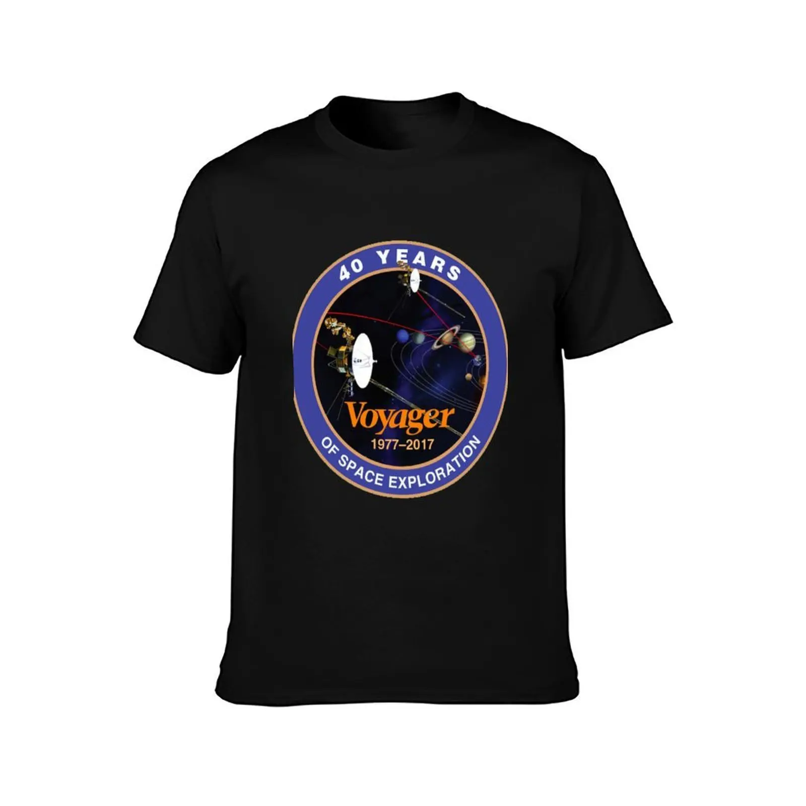 Voyager Program: 40th Anniversary Logo T-Shirt, Summer Casual Cotton Tee, Oversized Streetwear Tops, Vintage Graphic Print