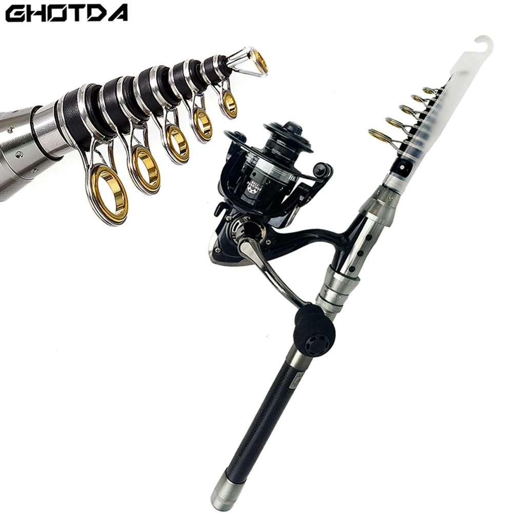 

1.5-2.4m Feeder Sea Fishing Rod Combo Carbon Telescopic Spinning Pole With 2000/3000 Metal Spool Reel Travel Fishing Kits