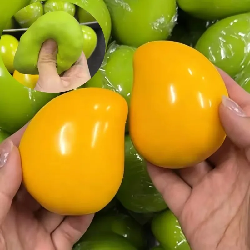 Handgemachter Knuspriger Mango-Stressball Fidget-Spielzeug Knackiger Quetschball Runde Blöcke Gefüllt ASMR Anti-Stress-Spielzeug für Erwachsene