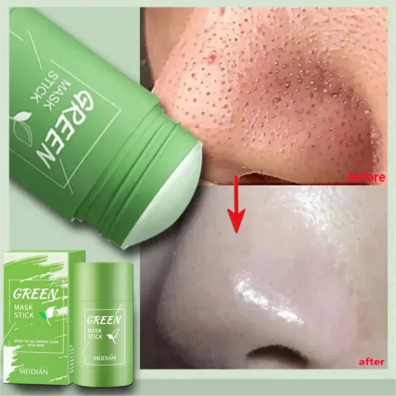 Green Tea Solid Cleansing Mask Shrink Pores Dispel Acne Blemish Mark Remove Blackhead Acne Smearing Mud Film Hydrating Mask