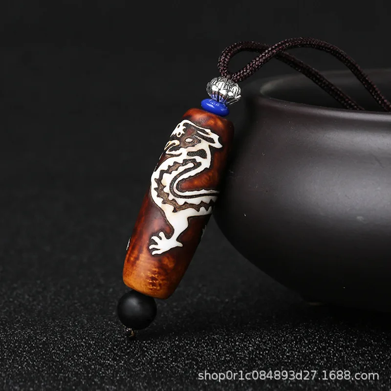 Tibetan Panlong Dzi Tibet Genuine Body Protection Men's and Women's Agate Tianzhu Portable Pendant Dragon Column