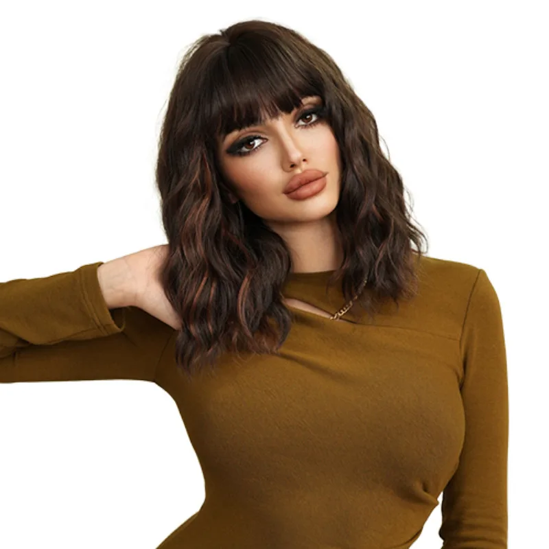 Peluca femenina de pelo corto y rizado, cubierta completa para la cabeza, cubierta completa para peluca diaria