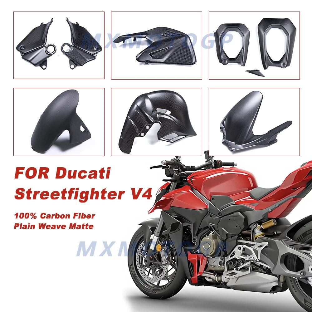 2025 ل Ducati Streetfighter V4 100% ألياف الكربون الجبهة الخلفية الحاجز العادم ضرس هدية كاملة مجموعات دراجة نارية الملحقات #1