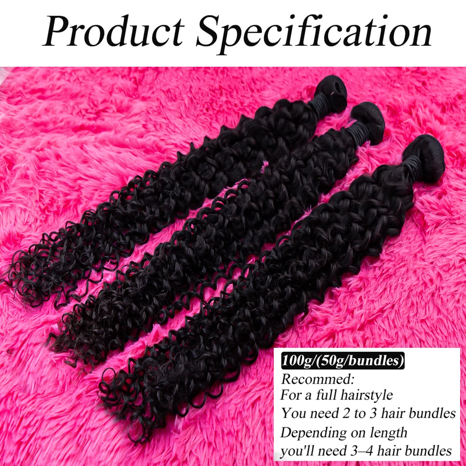 Curly Human Hair Bundles Hair Natural Black Solid Color Raw Brazilian Braiding Extensions Deep Wave Human Hair For Woman 30 Inch