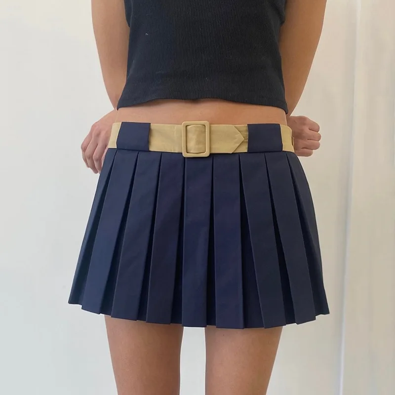 

Euro-America Style Sexy Short Skirts Summer Autumn New Style Fashion High Waist Slim All-match Casual Pleated Skirt