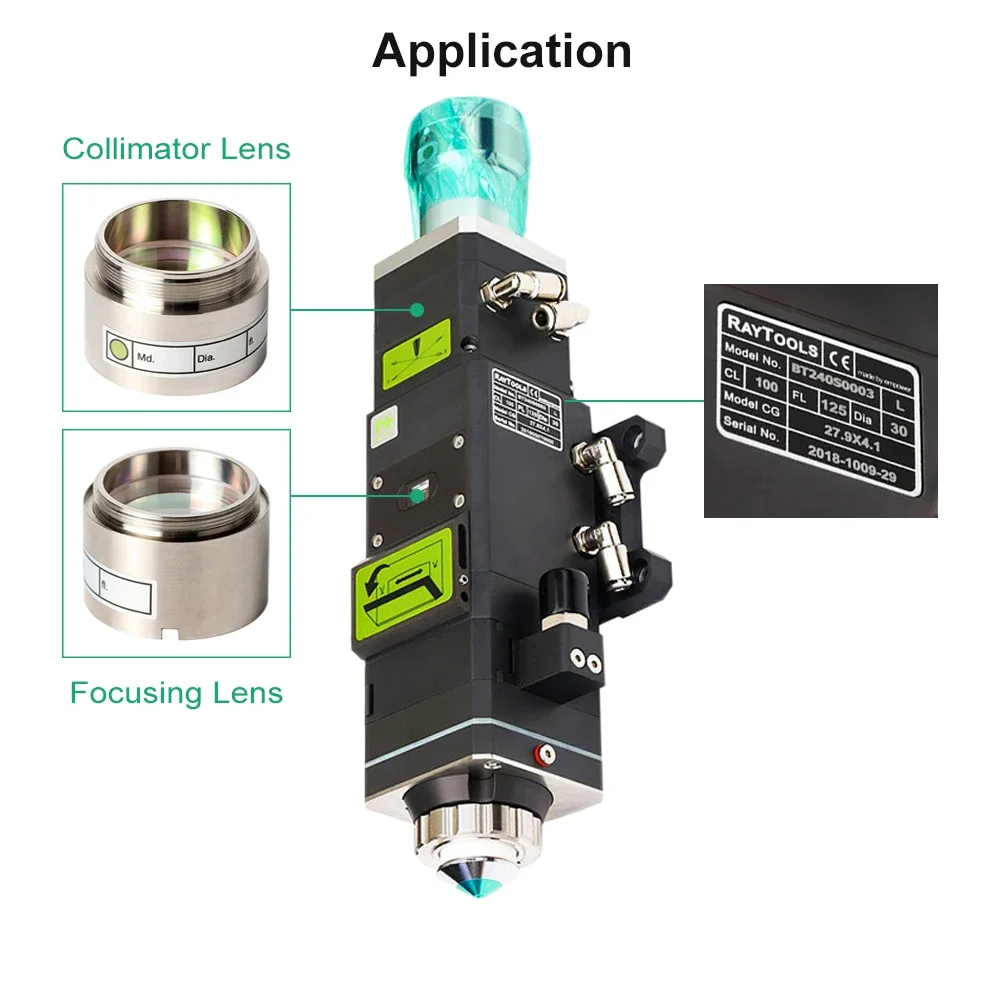 Коллиматорная линза для лазерной фокусировки Raytools BT240 BT240S, лазерная режущая головка Dia30 FL100 fl125 мм с держателем объектива