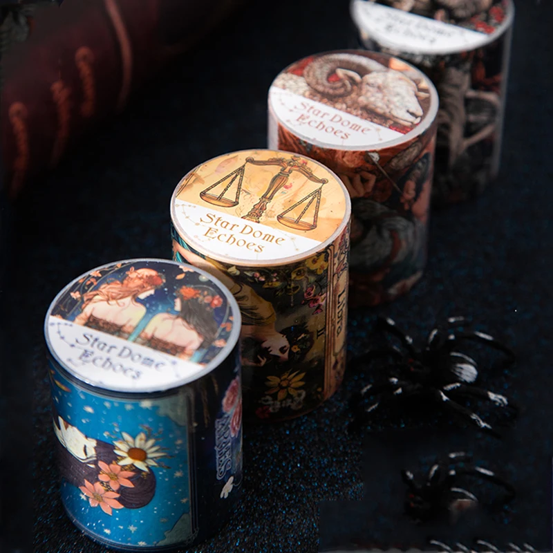 Mr.Paper 200cm/Roll 12 Zodiac Signs Theme Background Washi Tape Gothic Tarot Style for Journal Scrapbook & DIY Decor