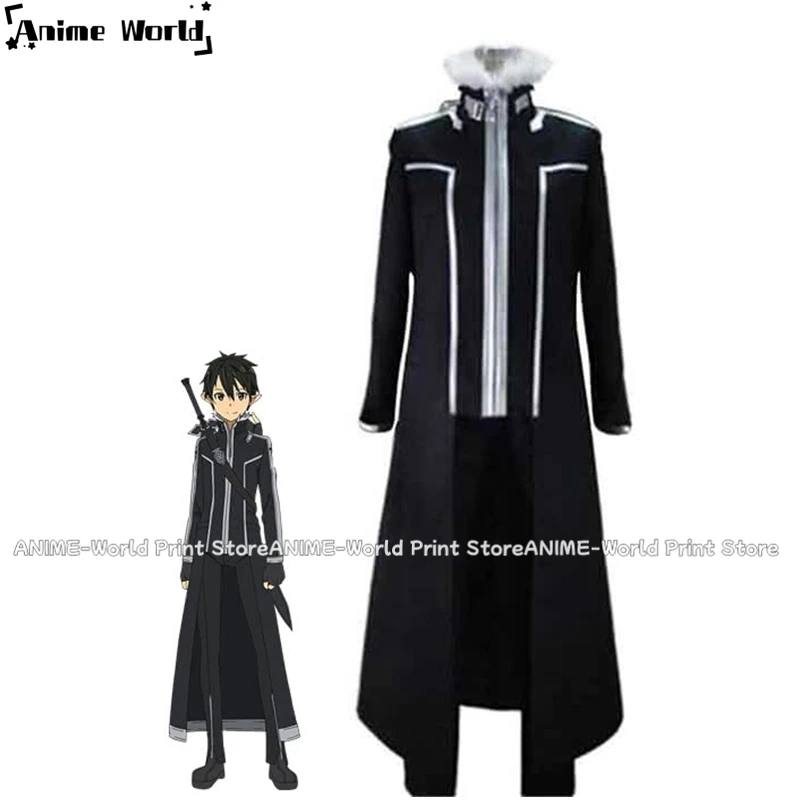 

《Custom Size》Anime Sword Art Online Kirigaya Kazuto Black Uniform Cosplay Costume Halloween Costumes