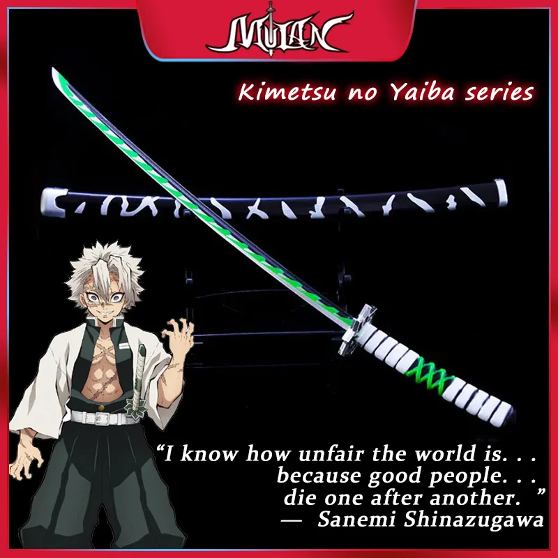 10inch Demon Salyer Shinazugawa Sanemi Nichirin Blade Metal Model with Sheath Anime Kimetsu No Yaiba Katana Samurai Toy Boy Gift