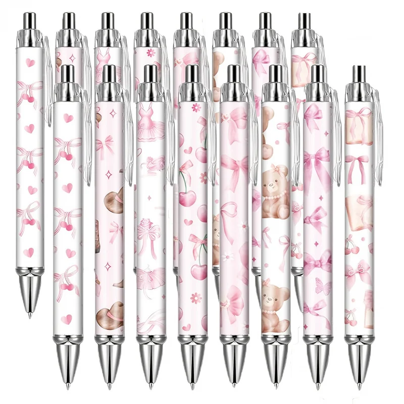 8/16 Pcs Pink Bow Ballpoint Pens, Cute Office Work Signature Essentials Christmas Gift For Nurses Teachers Colleagues Assistans