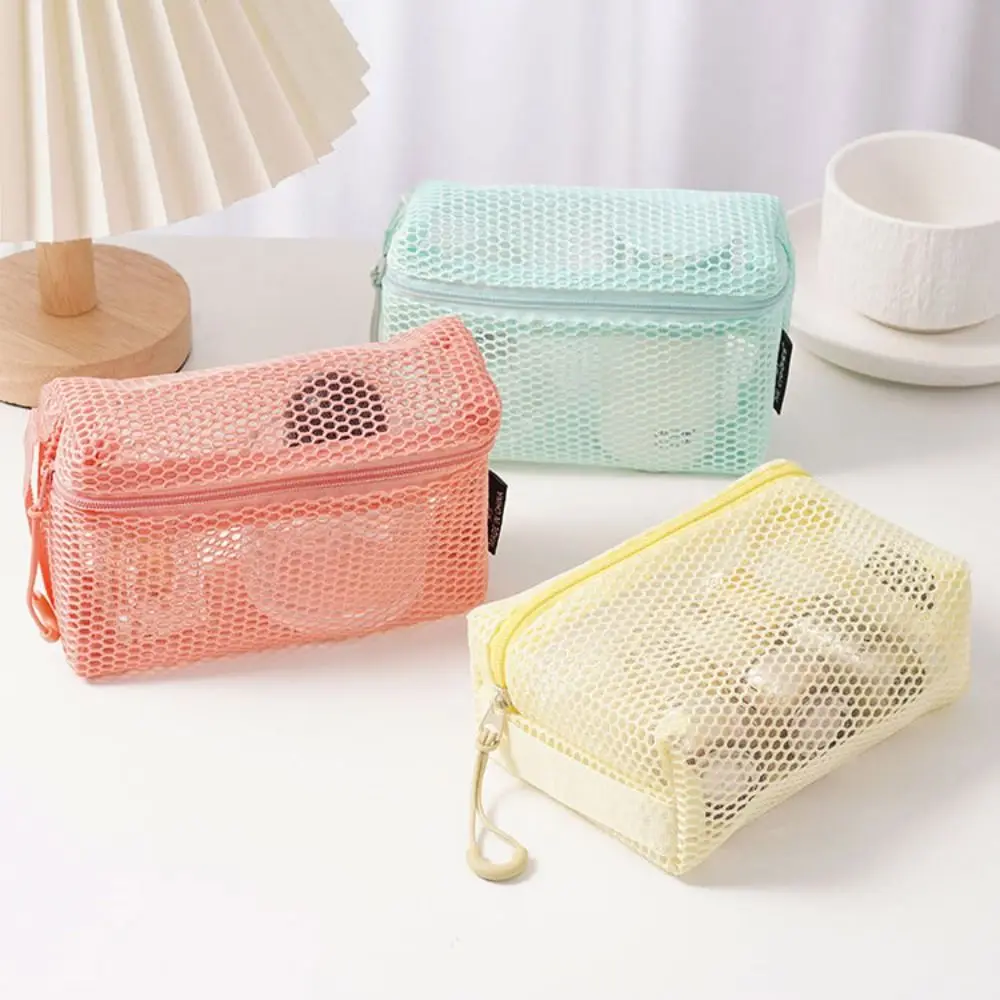 Casual Nylon Storage Pouch With Zipper Mesh Cosmetic Bag Multipurpose Hand-held Mesh Pouch Travel