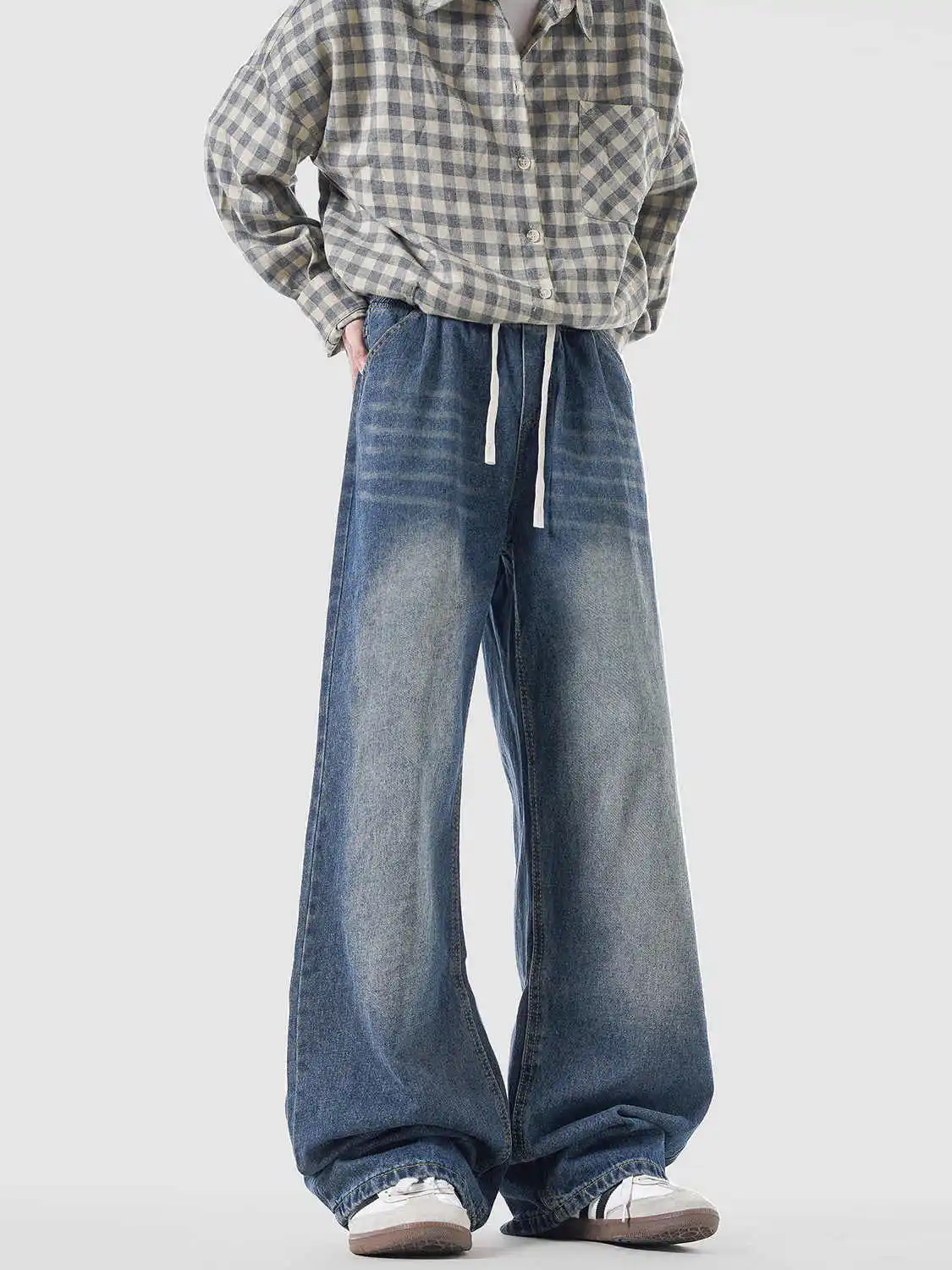 

Women's Blue Y2k Baggy Jeans Japanese 2000s Style Wash Boyfriend Jean Pants Vintage Harajuku Oversize Denim Trousers Autumn 2025