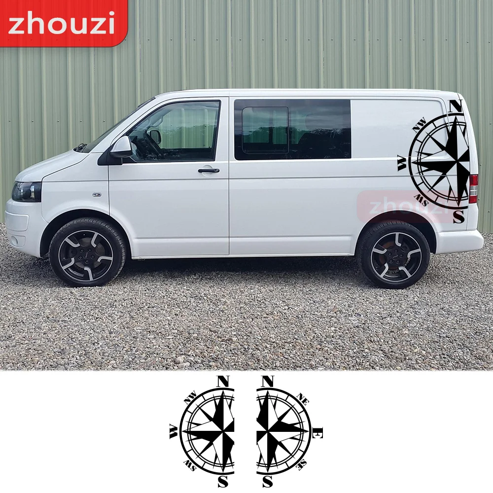 For Volkswagen VW Multivan Transporter Caravelle T4 T5 T6 Benz Vito Car Body Side Stickers Vinyl Body Long Stripe Decals 2Pcs