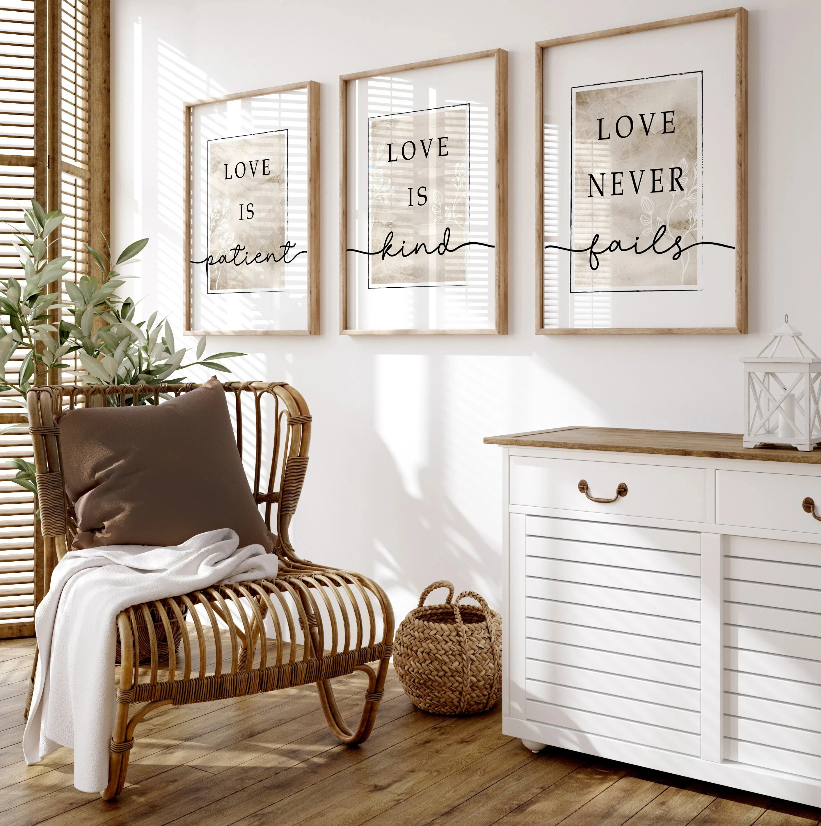 3pcs Love is Patient Kind Love Still Life Poster and Print, Wall Art ,Canvas Painting for Living Room, Home Decor, No Frame
