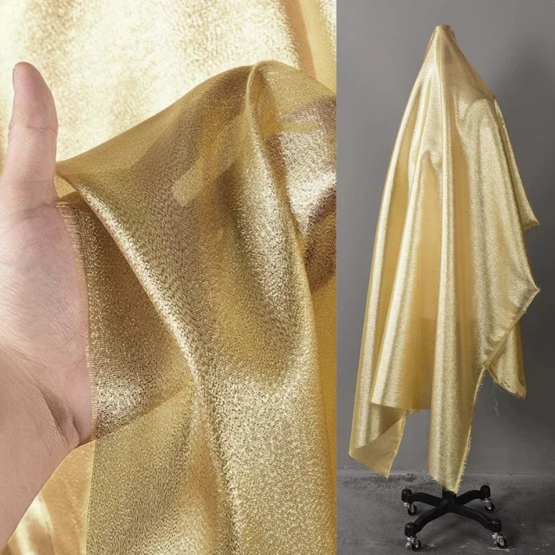 100x150cm Gold Silver Light Thin Reflective Wear-resistant Fabric Bright Silk Fabric Performance Suit Fashion Apparel Sewing